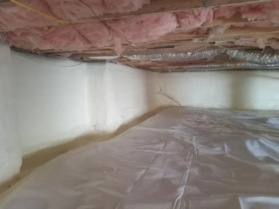 Crawl space encapsulation with closed-cell spray foam for Commercial Roof Restoration in Romeoville